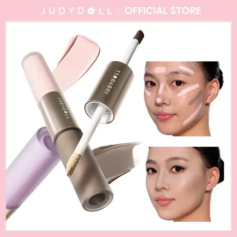 JUDYDOLL Liquid Highlighter & Contour Duo, Liquid Contour & Under Eye Brightening Duo, Bronze, Buildable, Ultra-Blendable, Dual-Ended Highlighter & Contour Liquid, Makeup, Cosmetic, Long-Lasting, Summerwins