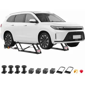 VEVOR Car Lift, 7000 lbs Capacity Car Lifts for Home Garage, 3-Level Adjustable with 29.4" Lift Height & Remote Control, Auto Lock Portable Car Lift with 4 Rubber Pads & 4 Lifting Columns