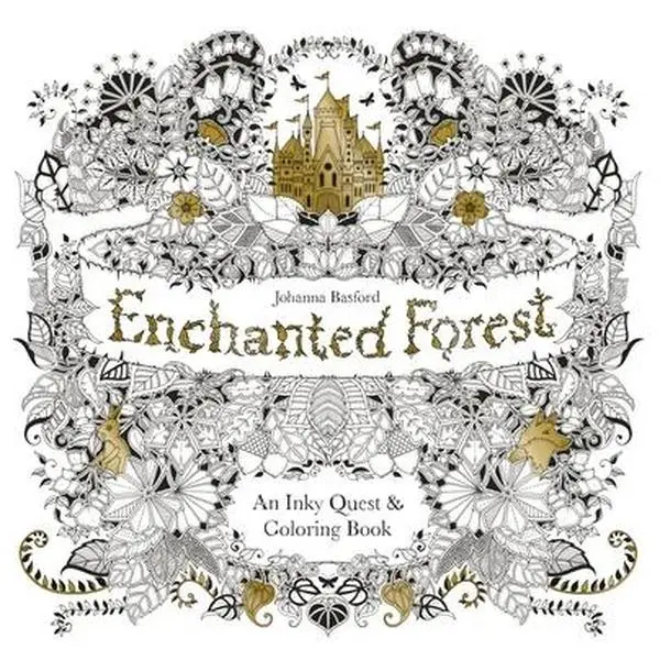 Enchanted Forest: An Inky Quest & Coloring Book for Adults with Lanterns, Keys, Streams, Hidden Objects, Magical Castle - Johanna Basford, Paperback, Artwork, Rocky Caves
