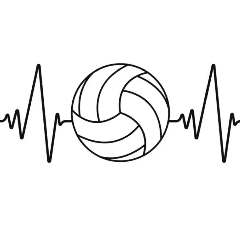 Volleyball with heartbeat Decal Vinyl Window Decal for Vehicle Windows Boats RVs Office Desks Laptops Easy to Install, self adhesive, several colors and sizes.