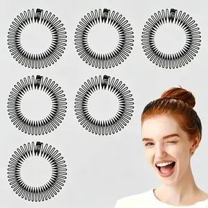 6-Piece Set: Full-Circle Elastic Hair Combs-Invisible, Split-End Repair Combs with Soft Headbands-For a Neat, Seamless Everyday Look