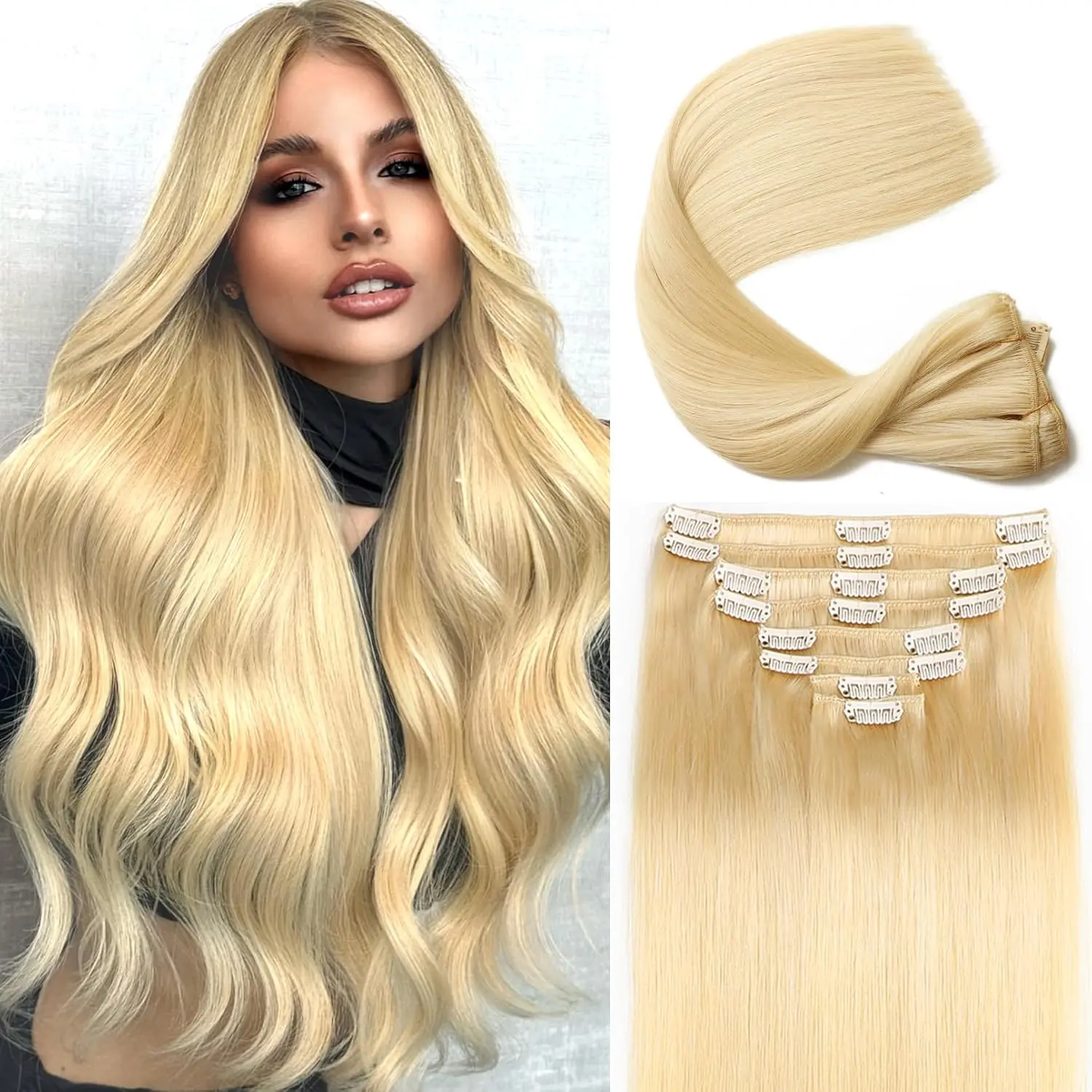 Clip in Hair Extensions Real Human Hair, 20inch 110g/3.8oz, Invisible Remy Human Amazon.com : Clip in Hair Extensions Real Human Hair, 20  main image 3