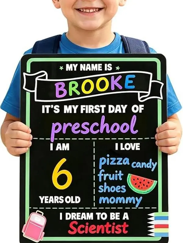 First day of school sign board 14"×11"first and last day of kindergarten board with Liquid Chalk Markers, pre k sign board Double-Sided & Reusable, Photo Prop to Record for kindergarten