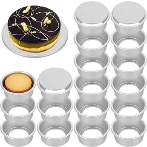 4 Inch Cake Pan Set Round, 18Pcs Aluminum Mini Flan Molds for Baking, Leakproof & Easy Release, Non-Stick Small Cake Pans, Moldes para Roles de Canela