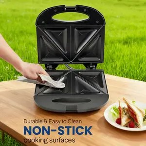 4-Slice Triangle Sandwich Maker Non-Stick Easy-Clean Durable Cooking Surfaces Perfect for Quick Breakfasts Snacks Ideal for Busy Days