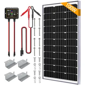 SOLPERK 100W Solar Battery Charger Solar Battery Maintainer + Upgrade 10A MPPT Charge Controller + Adjustable Mount Bracket for Car RV Boat Motorcycle，12V Waterproof Solar Panel Kit Trickle Charging