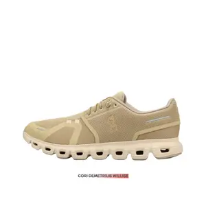 Sand-colored Cushioned Casual Sports Shoes, Modular Hollow Outsole with Breathable Mesh Upper Design
