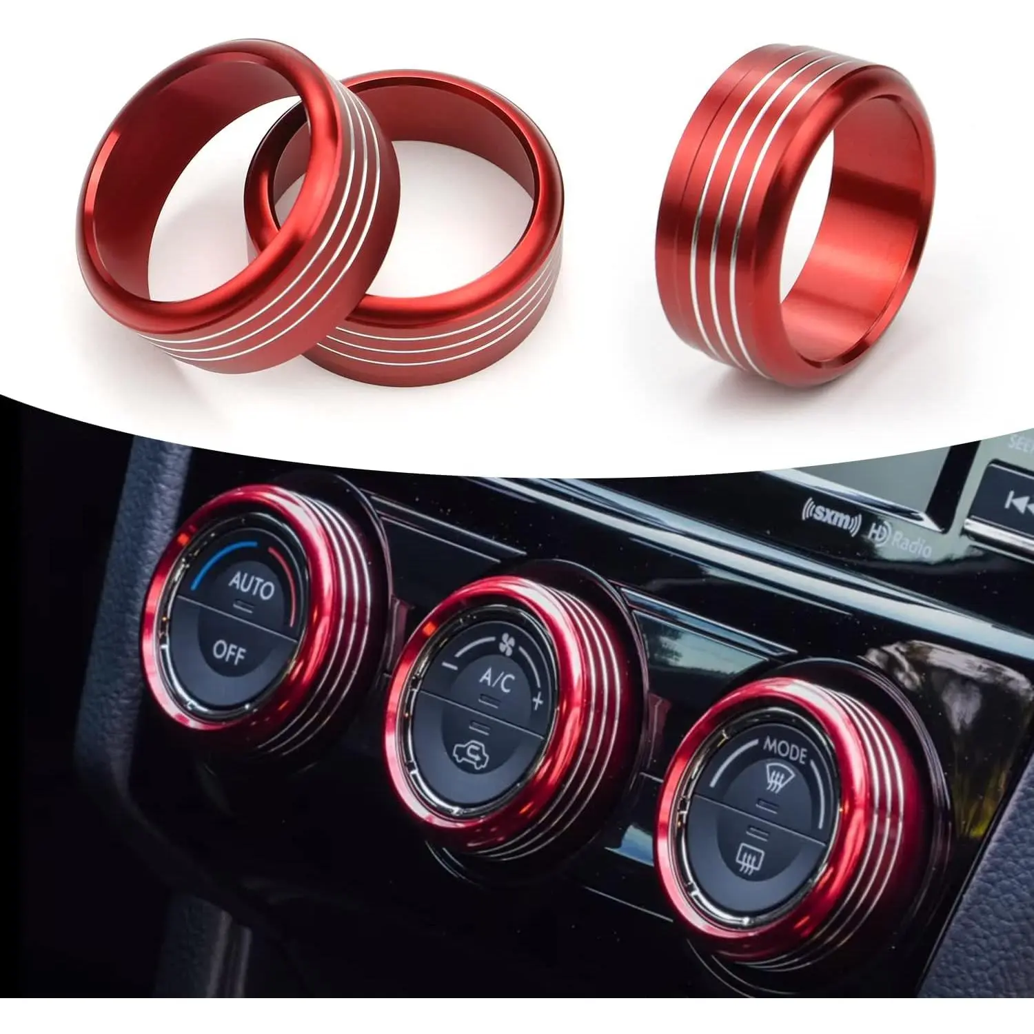 for Subaru AC Knob Cover Accessory Center Console  Volume Temp Control Button Ring Trim Compatible with Forester 2014-2018, Crosstrek XV 2013-2017,Impreza 2014-2016,WRX/STi 2015-2020 (Red)