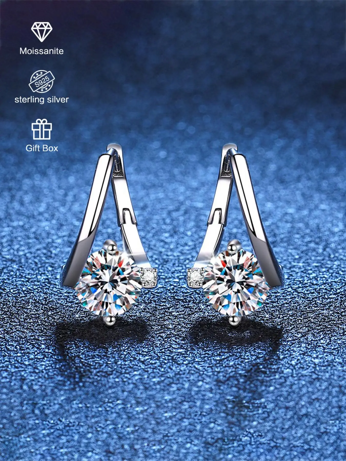 925 Sterling Silver Synthetic Moissanite Decor Hoop Earrings, Fashionable Earrings for Women, Trendy All-match & Exquisite Jewelry for Birthday Gift