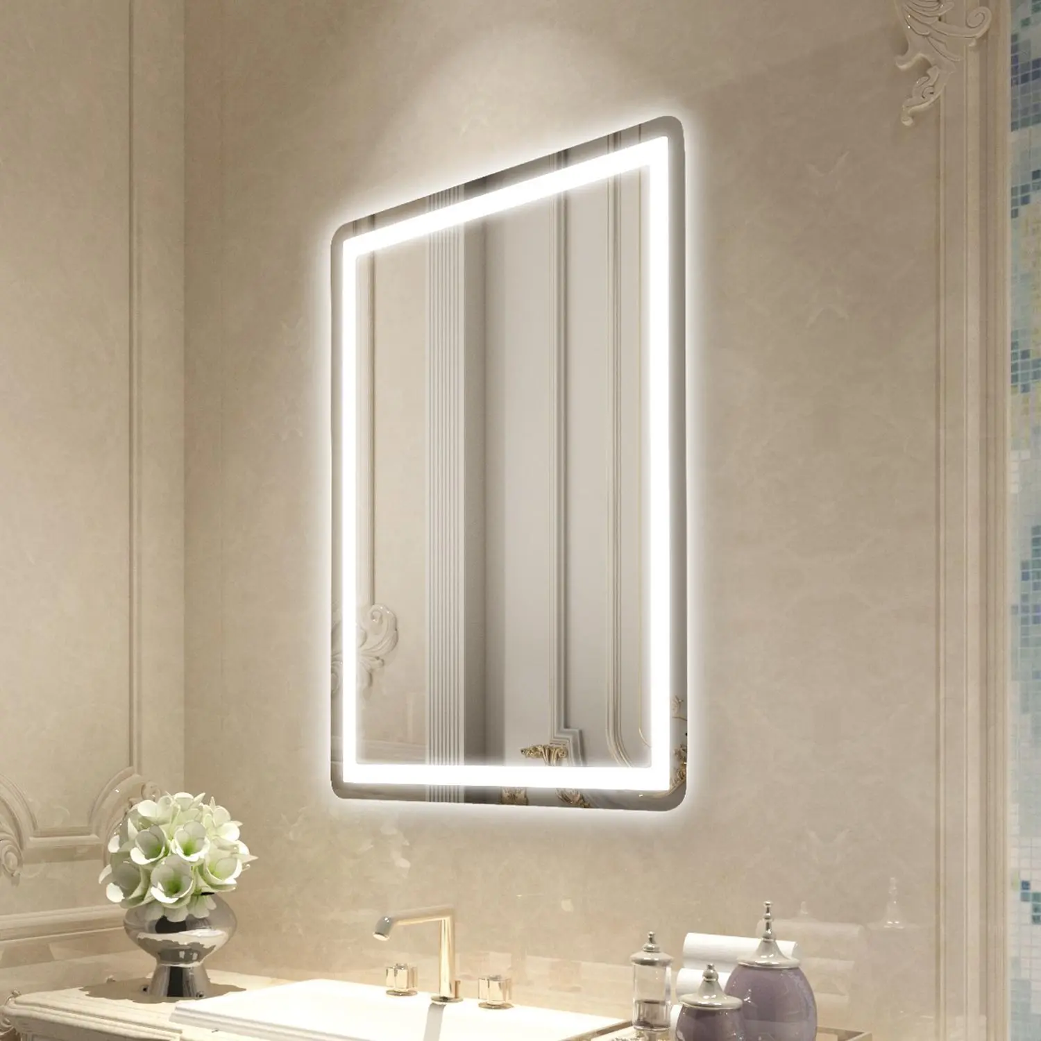 VEVOR LED Bathroom Mirror,  , 24" x 32" LED Bathroom Vanity Mirror with Frontlit and Backlit, Anti-Fog Memory Mirror with Lights, Stepless 3 Colors Temperature Dimmable Bathroom Mirror, Wall Mounted#BacktoSchool