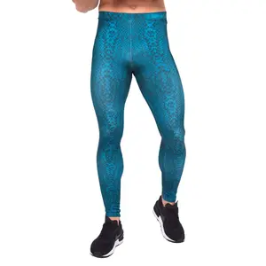 Kapow Meggings Green Snake Skin Cobra Slash Print Men’s Leggings Breathable 4-Way Stretch for Gym, Yoga, Festival & Workout Activewear