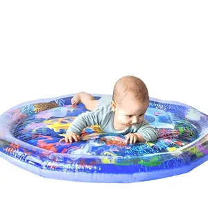 Inflatable Baby Water Game Pad, Dolphin & Coral Reef Design Inflatable Baby Water Play Mat for Summer, Durable Indoor/Outdoor Toy Pad, Tummy Time Mat, Nursery Development Mat