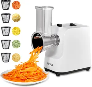 TIKTOK's #1 SHOP, presents the - VEVOR Electric Cheese Grater Salad Maker, 200W Salad Shooter, Electric Vegetable Slicer Shredder Chopper for Fruits with 5 Attachments, Stainless Steel Food Cutter for Vegetables, and Cheeses
