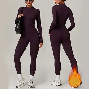LUXEHAEVEN Warm Zipper Jumpsuit for Yoga & Fitness