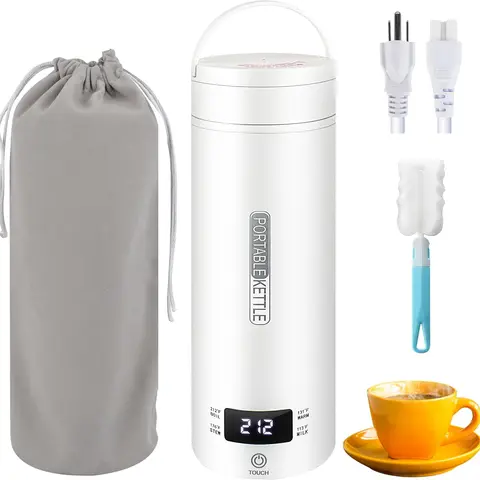 304 Stainless Steel Portable Electric Kettle - Small Compact Tea Coffee Maker with 4 Temp Control, Thermostatic Heating, Auto Shut-Off, Boil Dry Protection, Overheat Protection, Trips, Temperature Select, Durable Safe for Home, Office Use
