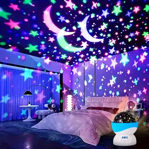 1pc 3D Rotating Star Moon Projection Light with Color Adjustment, Moon Lamp Projector, Decorative Environment Light for Festivals and Parties Suitable for giving Christmas gifts to friends, classmates, colleagues, and birthdays in outdoor bedrooms