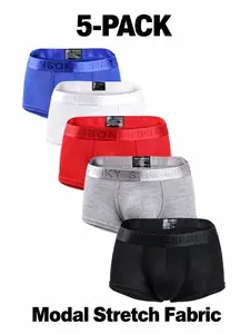 Men's Modal Underwear Set, High Elastic Breathable Briefs, Slim Fit Casual Wear, All-Season Comfort, 5-Pack Multicolor Men's Panties
