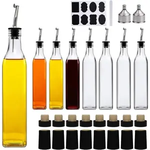 8 Pack 17oz Olive Oil Dispenser Bottle, Kitchen Oil Dispenser for Cooking, Vinegar Cruet Bottle with Pourers