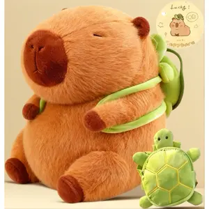 Kawaii Capybara Plush Doll with Adorable Turtle Backpack Cute Stuffed Animal Toy Perfect Birthday Gift for Girls and Cartoon Fans Soft Party Decoration