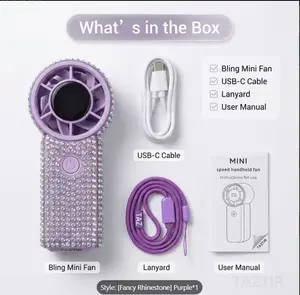 $5 and Low Bling Bling Mini Handheld Fans Outside Travel Mini