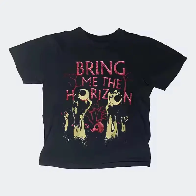 90s Bring Me Horizon Baby Tee, Grunge Clothes Emo Baby Tee, Aesthetic Clothing, Women Top Y2k Women Cropped Gothic, Girl Trashy Y2k 2000s Tops, Woman Sportswear, Downtown Girl Baby Tee, Gift For Her, Outfits