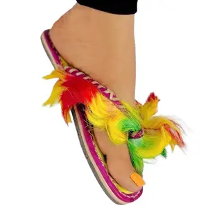 Handmade Rainbow Cowhide Sandals