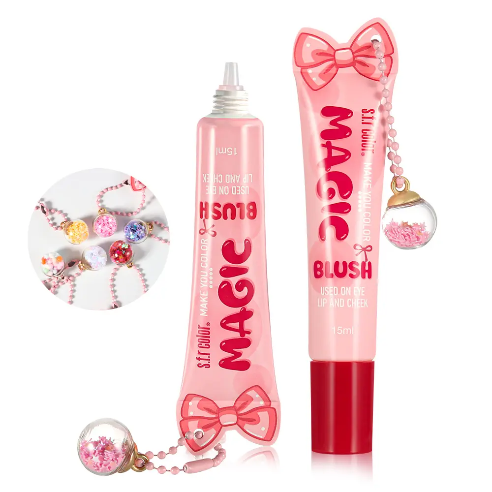MAGIC BLUSH Lip & Cheek Tint, 6 pcs color-changing liquid blush and lip mousse, long-lasting natural flush makeup, lightweight creamy texture, portable chain design makeup for women