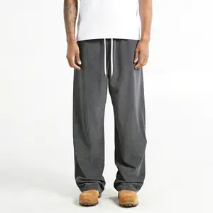 Men’s corduroy casual pants, loose straight fit, breathable, minimalist retro style, versatile for spring and autumn
