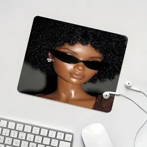 Square Cool Black Doll Sunglasses Y2K Gaming Mouse Pad, Trendy Aesthetic Design, Chic Desktop Decor, Non-Slip Rubber Mousepad with Stitched Edge, Small Mouse Pad for Laptop PC Gaming Work Daily Use, Perfect Gift for Y2K & Fashion Fans