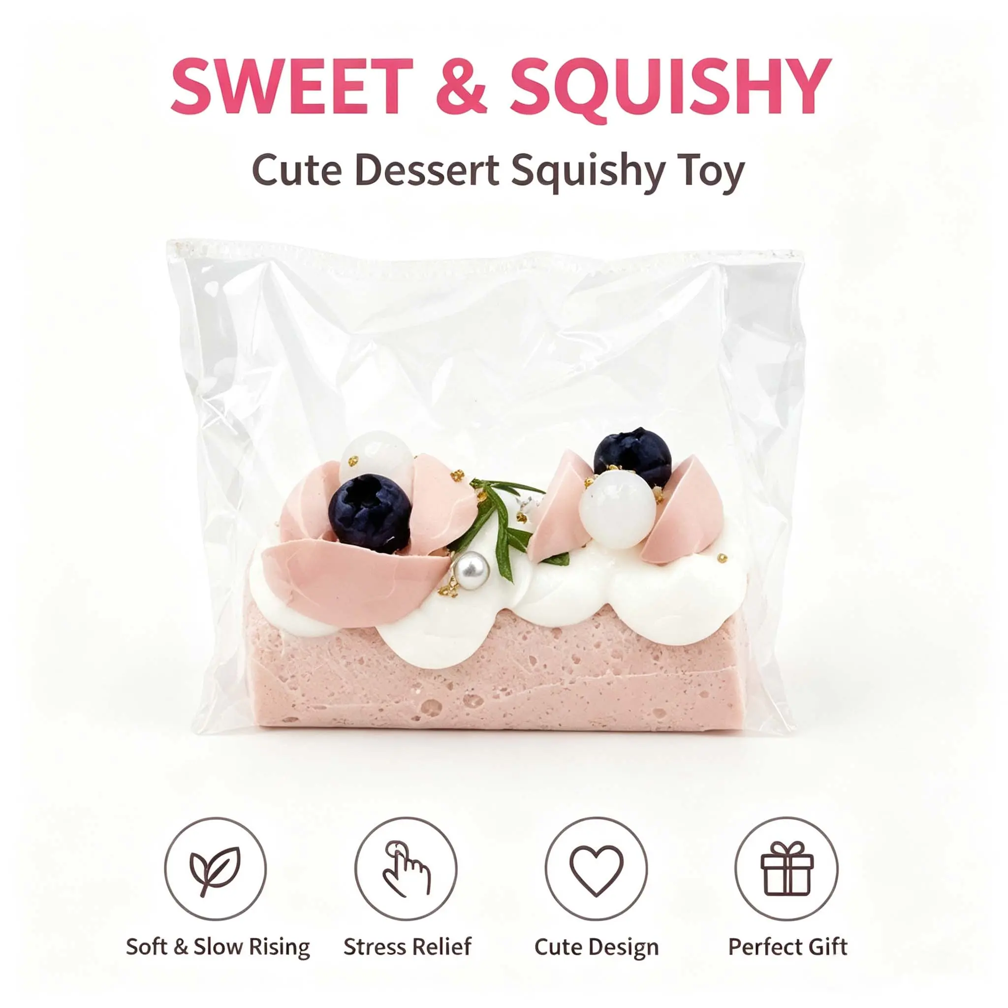 Peach Cake Roll Cute Pink Cake Squishy  Slow Rising Stress Relief Fidget Toy | Kawaii GiftPeach Cake Roll  Desserts