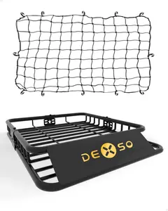 Garvee Heavy Duty Roof Rack Cargo Carrier Basket 64'' x 39'' with Extension, Cargo Net & Waterproof Cargo Bag, 200 lbs Capacity Rooftop Storage Carrier for SUVs, Trucks and Vehicles, Large Car Top Luggage Basket for Travel, Camping, Road Trips, Moving