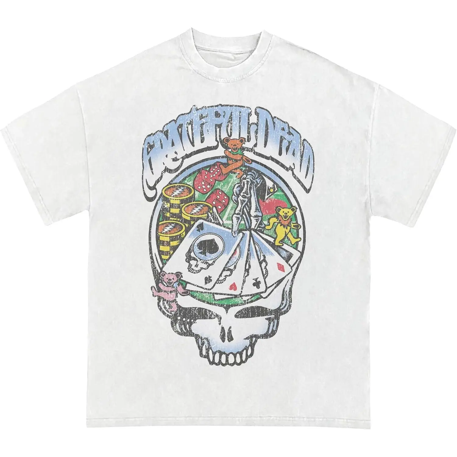 Women's Short-Sleeve Grateful Dead Cards & Dice T-Shirt, Unisex Adult Comfortable Lightweight Fabric Top (Compatible with Leggings Pairing)
