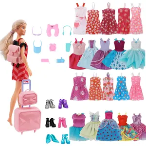 Yadiyaidi, Doll Accessories Set, Doll Clothing Set, Includes 10 Dresses, 5 Pairs of Shoes, Travel Kit, Durable Plastic, Perfect for 11.8 Inch Dolls, Doll Outfit