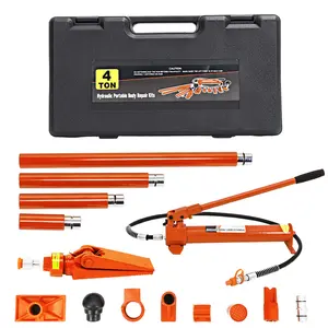 4 Ton Porta Power Kit, Hydraulic Power Jack with Secure Transport Case, Auto Body Frame Repair Kit Hydraulic Equipment for Car Van Truck Farm Automobile Repairing - Orange