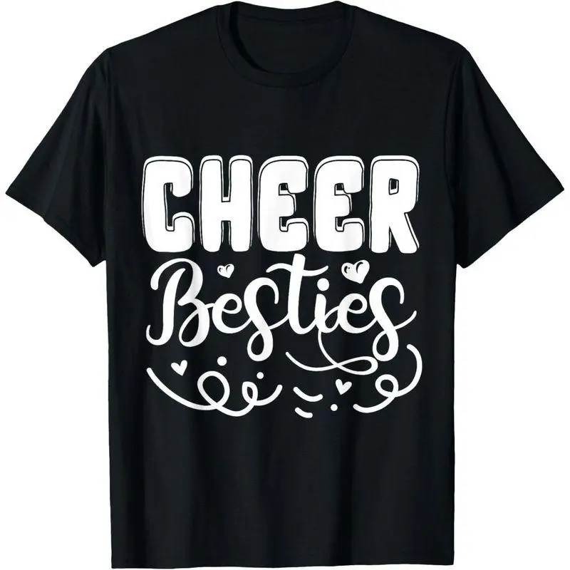 Cheer Besties Graphic T-Shirt - Trendy White Letter Print Tee | Soft & Breathable Cotton | Perfect for Cheer Fans, Gifts, and Casual Daily Wear | Viral Streetwear Style