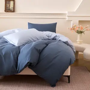 3-Piece Gradient Bedding Set, 100% Polyester Zipper Sheet Sets, Soft Breathable All-Season Bedroom Guest Dormitory Use