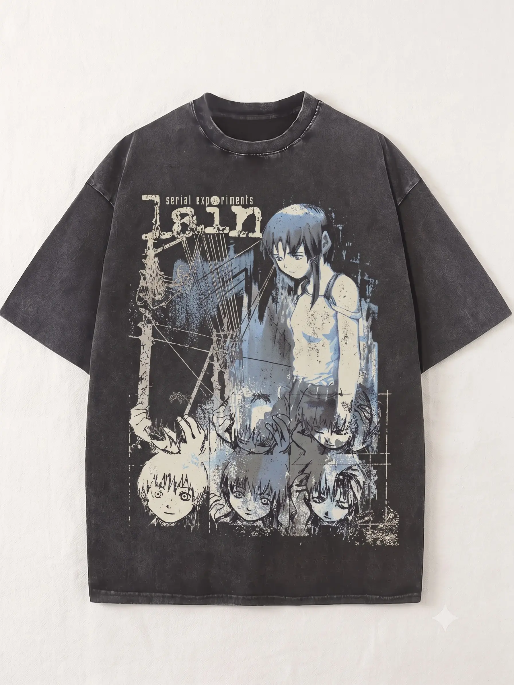 Men's Lain Anime Graphic Cotton Short-Sleeve Hot Stamping T-Shirt - Casual Streetwear Menswear Top