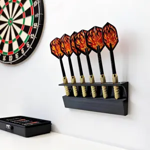 1pc Wall-Mounted Dart Display Rack, Holds 6 Darts, Ideal for Living Room, Bedroom, Study, Bar, Space-Saving Design, Wall Mounted Dart Holder, Caddy Display, Screws Not Included, Darts Gear