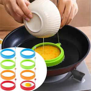 8-Pack Egg Rings Round Shapes - Non-Stick Egg Molds, Heat-Resistant up to 480°F (250°C), Easy-Clean Kitchen Tools for Breakfast, Valentine's, Everyday Cooking - Food Safe