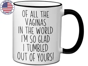 Of All The Vaginas In The World I’m Glad I Tumbled Out Of Yours Mug Funny Mother's Day Gift Idea Cup Gag Coffee Mug Mom's Birthday Gifts Ceramic Drinkware