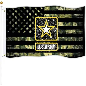US Army Military Flag 3x5 Ft American United States Army Star Black Military Flags Double Sided Printing Durable Quality Decoration Outdoor &amp; Indoor Banners Ornaments