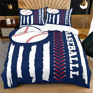 Sporty Trendy Baseball Duvet Cover Set (1-2 Pillowcases), A Perfect Gift for Bedroom Makeover, Soft and Skin-Friendly, Both Decorative and Practical