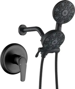 Matte Black Shower Faucet Set Complete Shower Kit Shower Systems Dual Shower  and Handheld 2 in 1 Combo Set Shower Trim Kit Shower Fixtures