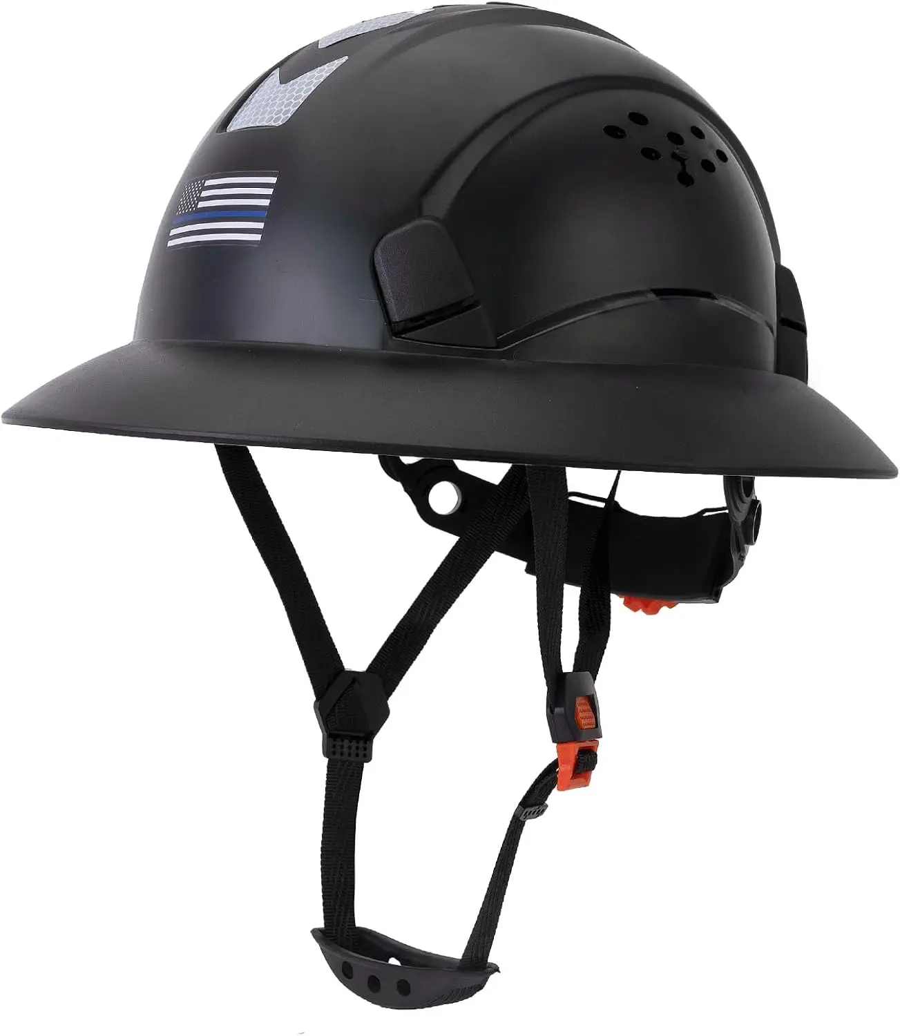 Reflective Hard Hat - Full Brim Vented Safety Helmet, Lightweight ABS/HDPE, 6-Point Adjustable Ratchet, with Reflective Stickers for Gardening, Yardwork, Farm Chores, Carbon Fiber, Yard Work