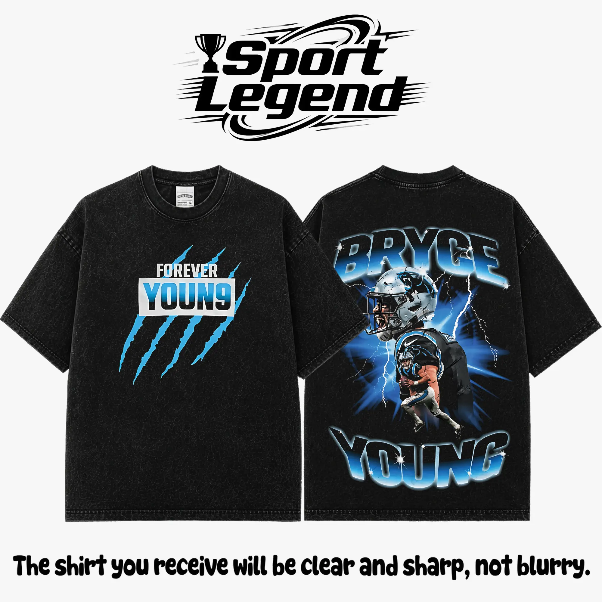 Bryce Young #9 Premium Acid Washed Cotton T-Shirt, Heavyweight Vintage Football Graphic Tee, Carolina Reaper Panthers Fan Shirt, Oversized Washed Streetwear, Sunday Game Day Apparel, Unisex Football Gift