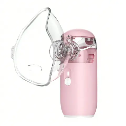1Pcs Pink Nebulizer, Portable Nebulizer, Nebulizer Machine For Adults And Kids,For Breathing Problems, Nebulizer Masks And Adjustable Nebulization Rate Mesh Nebulizer With USB Power Cord, Facial Hydration (No Include Battery)