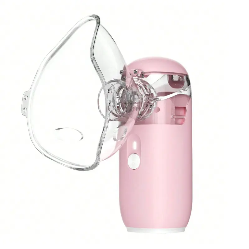 1Pcs Pink Nebulizer, Portable Nebulizer, Nebulizer Machine For Adults And Kids,For Breathing Problems, Nebulizer Masks And Adjustable Nebulization Rate Mesh Nebulizer With USB Power Cord, Facial Hydration (No Include Battery)