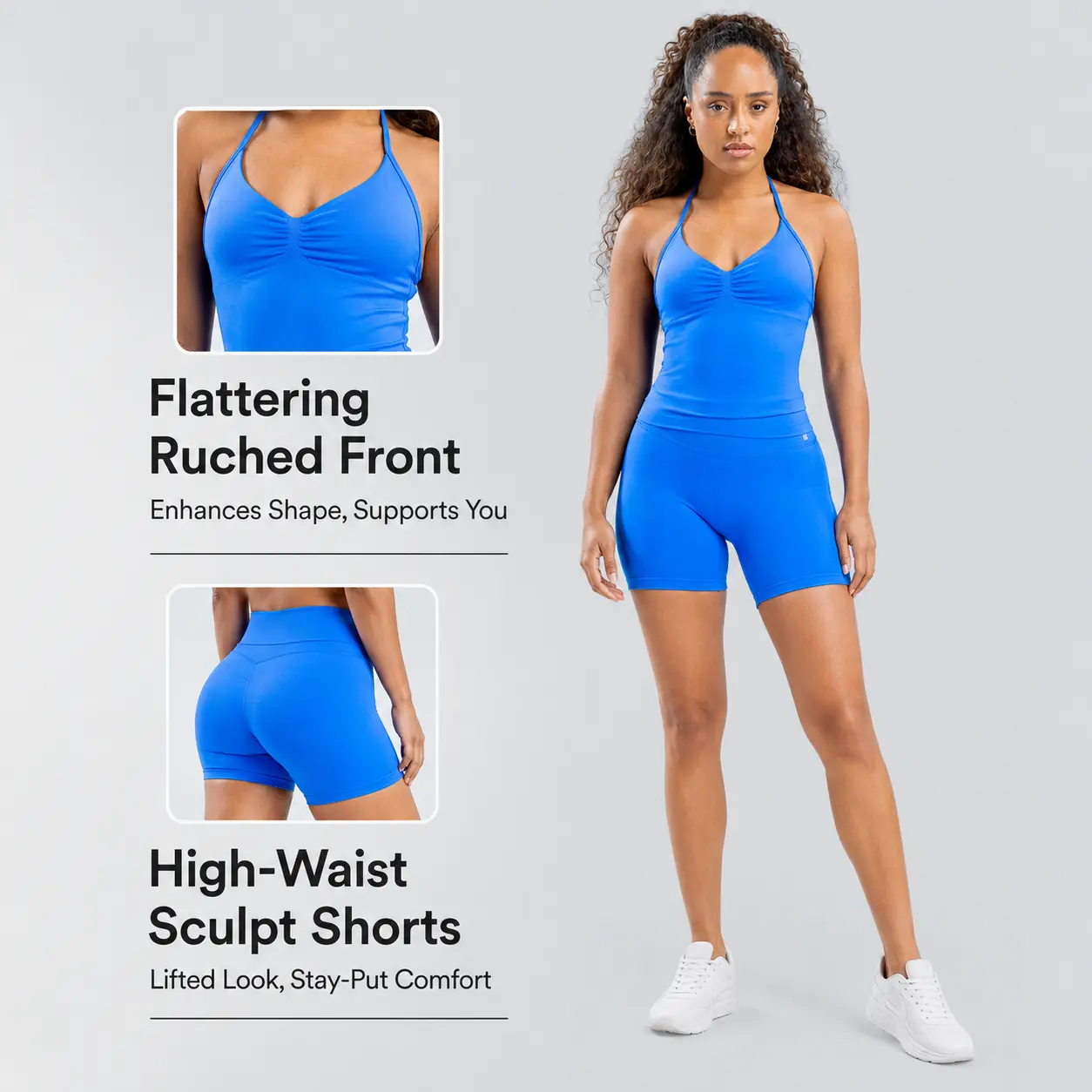 Snatched Fit Halter Set – Seamless, Stretchy & Body Contouring Fitness Training Wear Exercise Activewear
