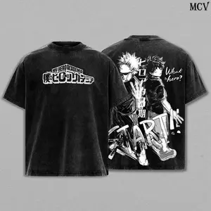 Deku vs Bakugo Tee – My Hero Academia Movie Battle Vintage Washed Oversized Heavy Cotton T-Shirt, Hero Rivalry Edition Unisex Retro Anime Manga Streetwear Top