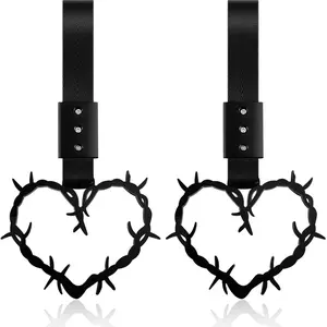 2 counts Heart Handle Keychains Car Accessory Heart Hand Strap Drift Charm for Car Interior Exterior Decoration